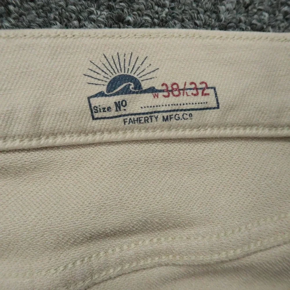 Faherty Pants Mens 38x32 Stone Tan Stretch Terry 5 Pocket Straight